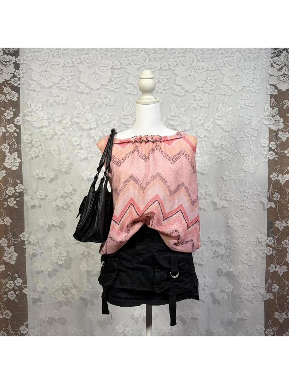 BCX Chevron Sleeveless Top Pink